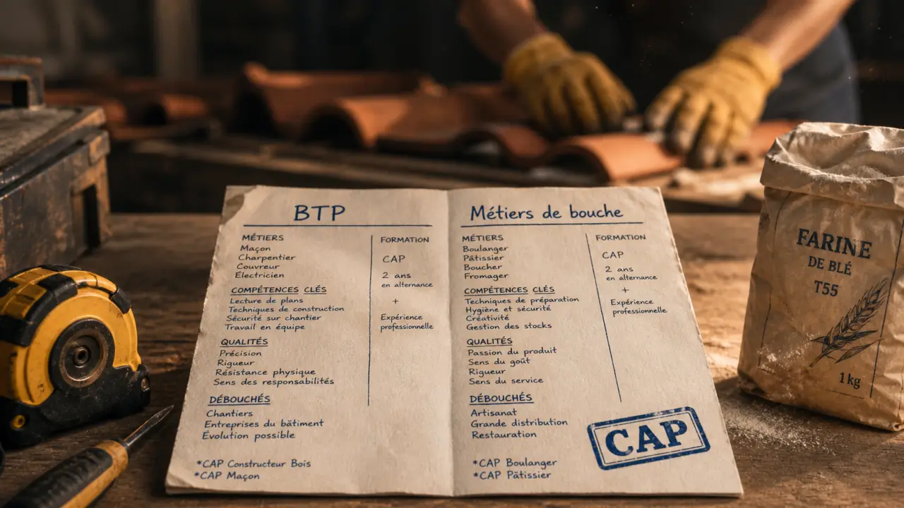 Photo : métiers manuels, atelier et chantier comparés aux métiers de bouche