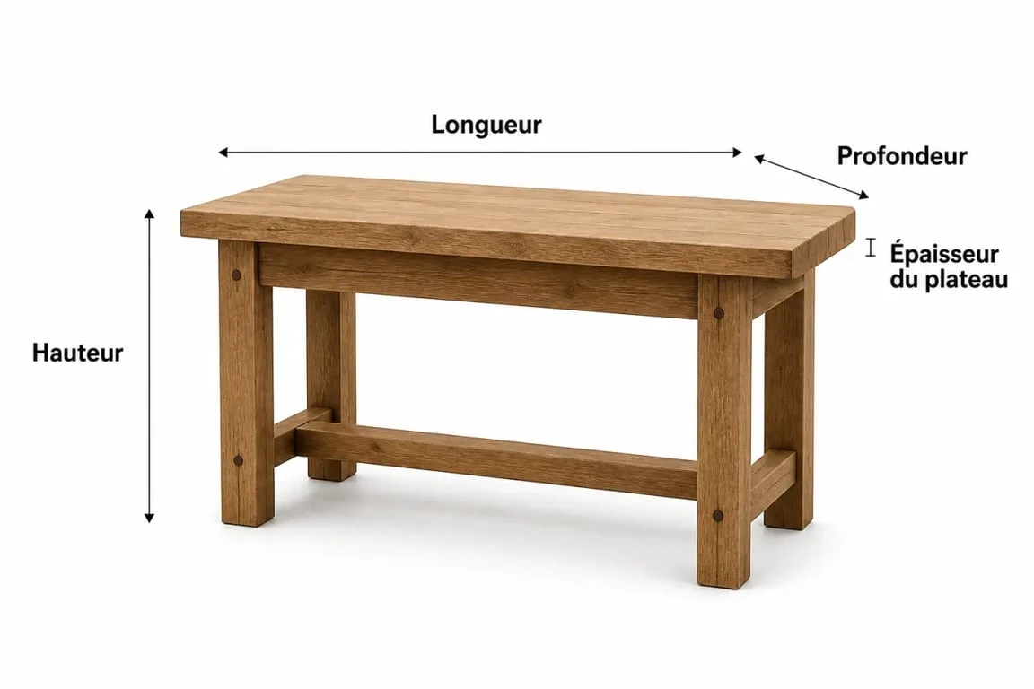 Établie en bois plan avec repères de dimensions pour fabriquer un établi robuste