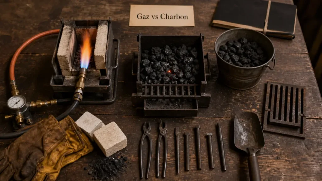Forge d atelier gaz et charbon pour projets métallurgiques
