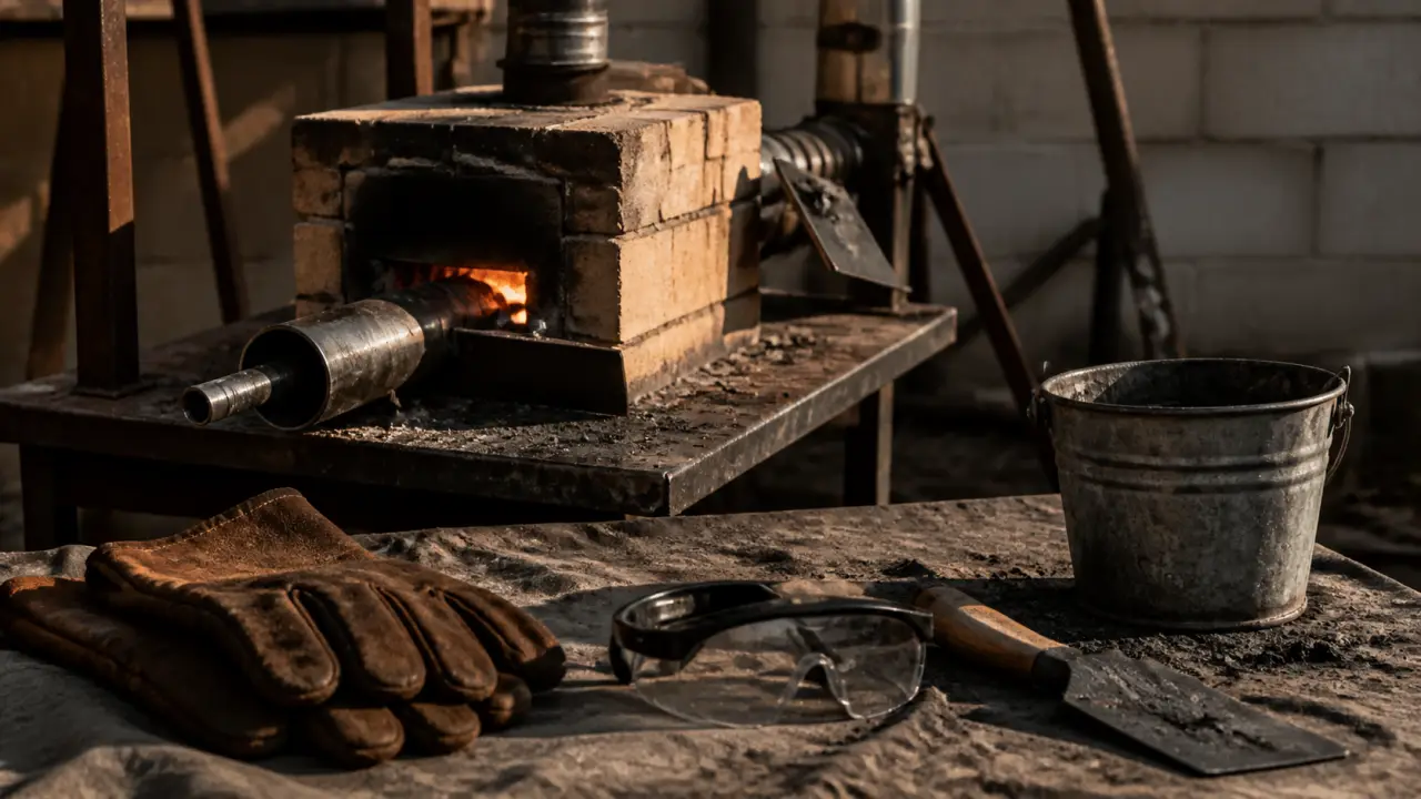 Forge maison au charbon : tuyère et réfractaire chauffé sans fissurer