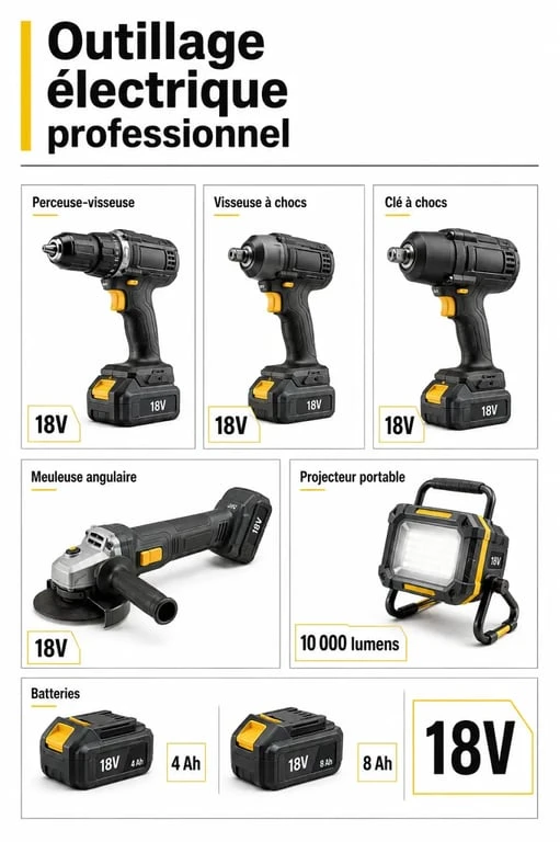 Outillage électrique professionnel : comparatif visuel des critères de choix en atelier
