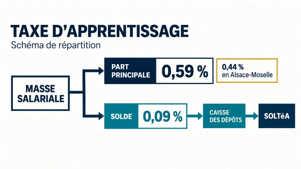 Taxe d apprentissage : répartition entre part principale, solde et taux applicables
