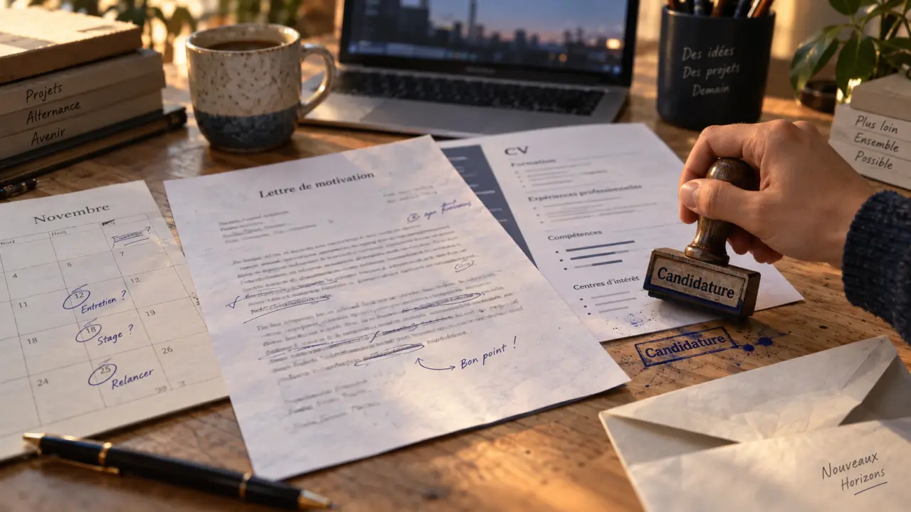 Lettre de motivation en alternance sur table, projet de candidature