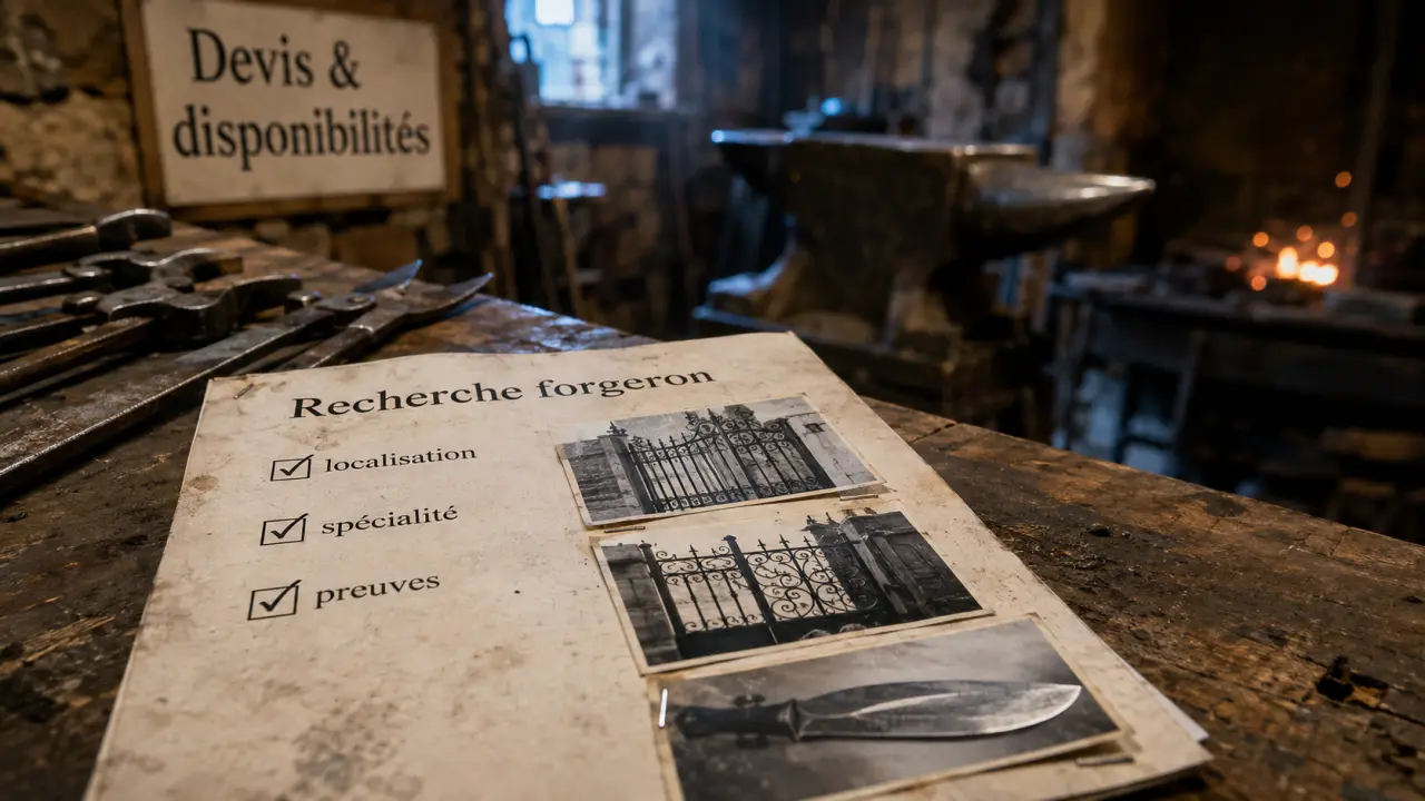 Recherche forgeron : fiche, atelier de forge et preuves visibles