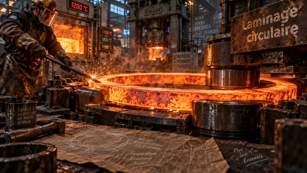 Union des forgerons : laminage circulaire en forge libre à Méréville depuis 1912